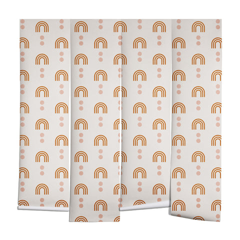 Little Arrow Design Co aria orange geometric rainbows Wall Mural