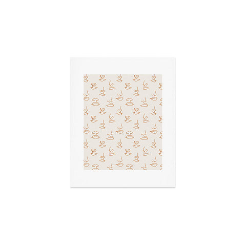 Little Arrow Design Co aria orange line faces Art Print
