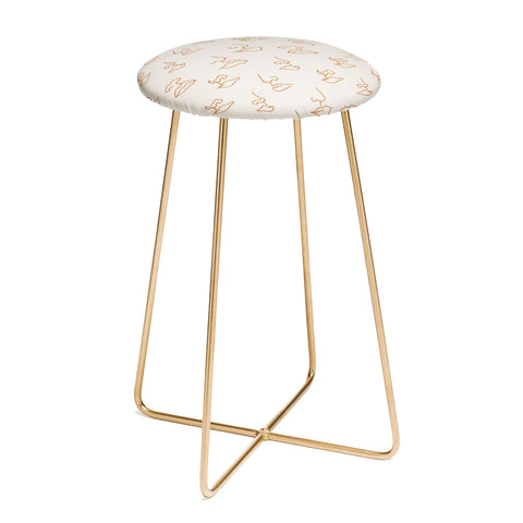 Little Arrow Design Co aria orange line faces Counter Stool