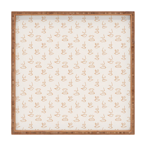 Little Arrow Design Co aria orange line faces Square Tray