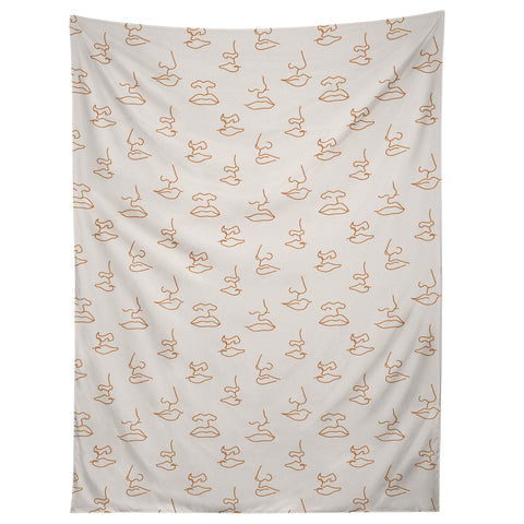 Little Arrow Design Co aria orange line faces Tapestry