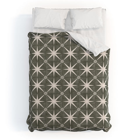 Little Arrow Design Co arlo star tile olive Duvet Cover