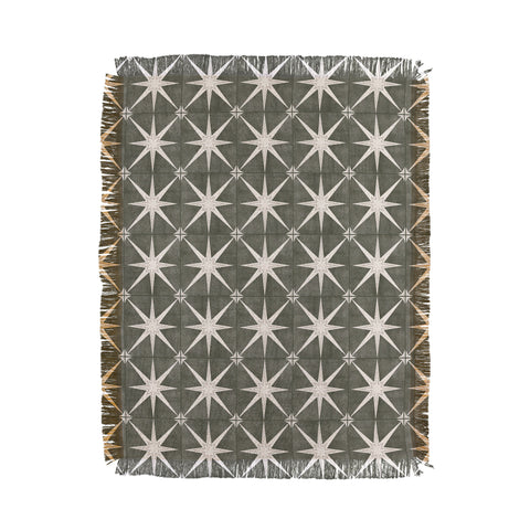 Little Arrow Design Co arlo star tile olive Throw Blanket