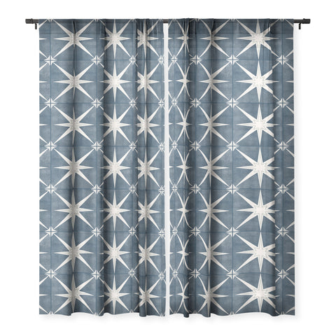 Little Arrow Design Co arlo star tile stone blue Sheer Non Repeat