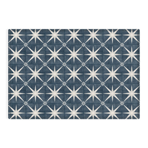 Little Arrow Design Co arlo star tile stone blue Outdoor Rug
