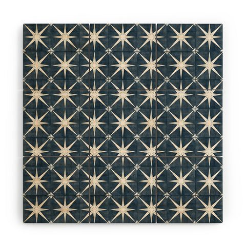 Little Arrow Design Co arlo star tile stone blue Wood Wall Mural