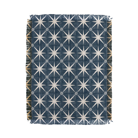 Little Arrow Design Co arlo star tile stone blue Throw Blanket