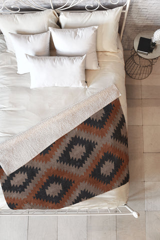 Little Arrow Design Co aztec neutrals inkwell taupe Fleece Throw Blanket