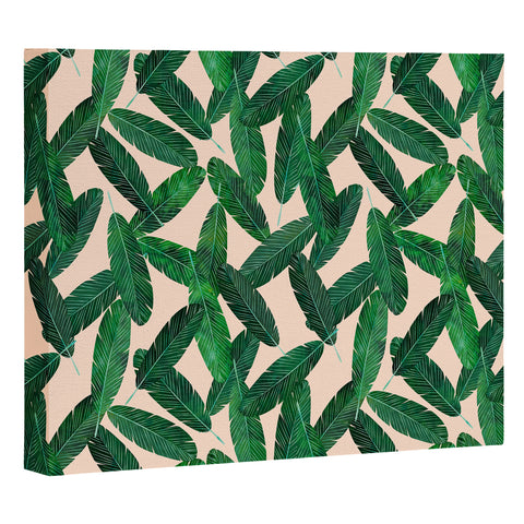 Little Arrow Design Co banana leaves on blush Art Canvas