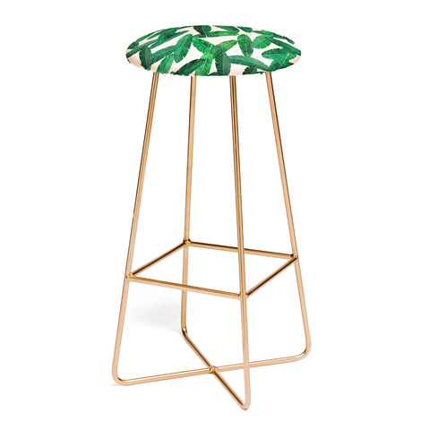 Little Arrow Design Co banana leaves on blush Bar Stool