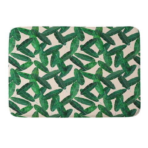 Little Arrow Design Co banana leaves on blush Memory Foam Bath Mat