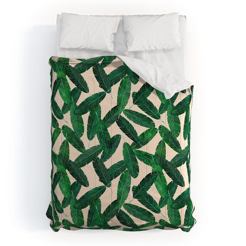 Little Arrow Design Co banana leaves on blush Comforter