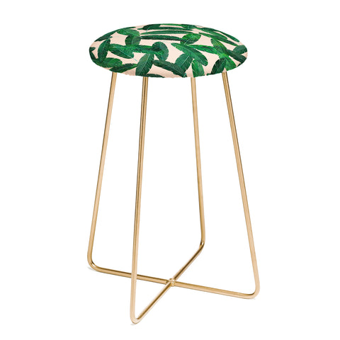 Little Arrow Design Co banana leaves on blush Counter Stool