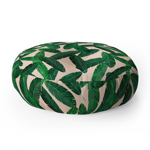 Little Arrow Design Co banana leaves on blush Floor Pillow Round
