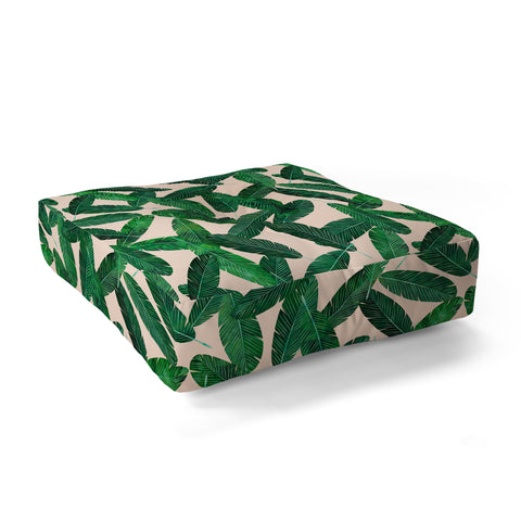 Little Arrow Design Co banana leaves on blush Floor Pillow Square