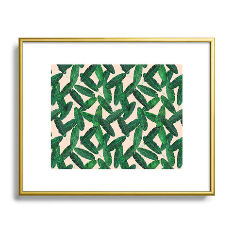 Little Arrow Design Co banana leaves on blush Metal Framed Art Print
