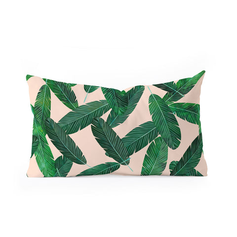 Little Arrow Design Co banana leaves on blush Oblong Throw Pillow