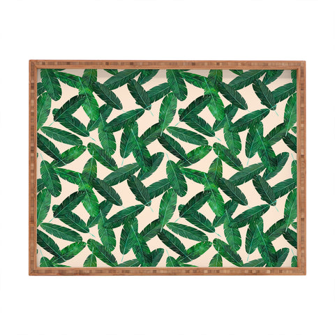 Little Arrow Design Co banana leaves on blush Rectangular Tray
