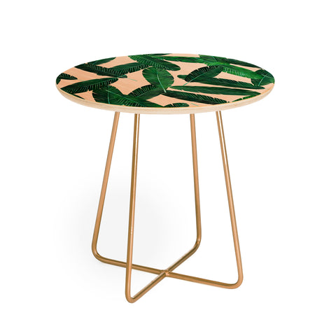 Little Arrow Design Co banana leaves on blush Round Side Table