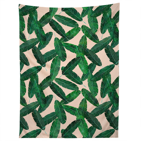 Little Arrow Design Co banana leaves on blush Tapestry