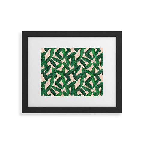 Little Arrow Design Co banana leaves on blush Framed Art Print