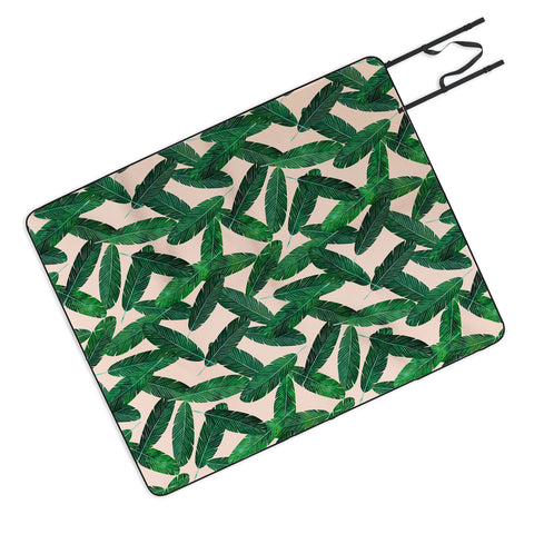 Little Arrow Design Co banana leaves on blush Picnic Blanket