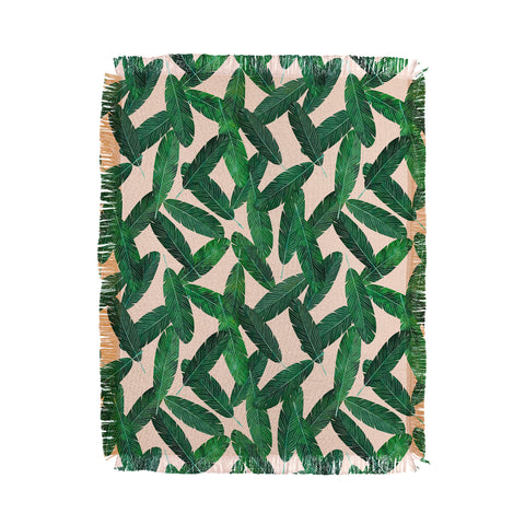 Little Arrow Design Co banana leaves on blush Throw Blanket
