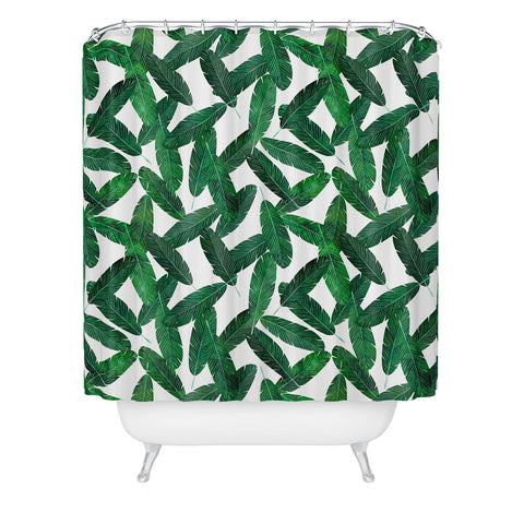 Little Arrow Design Co banana leaves Shower Curtain