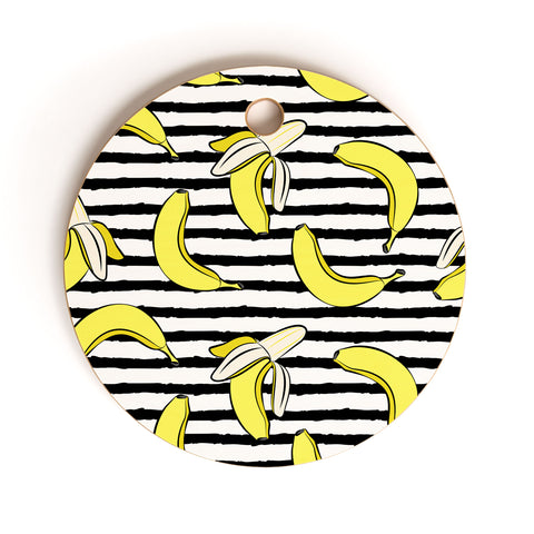 Little Arrow Design Co Bananas on Stripes Cutting Board Round