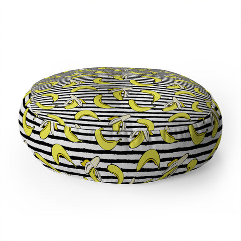 Little Arrow Design Co Bananas on Stripes Floor Pillow Round