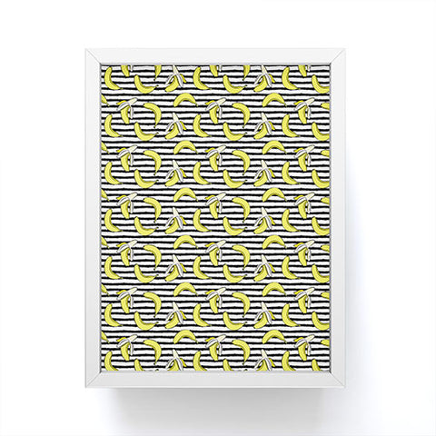 Little Arrow Design Co Bananas on Stripes Framed Mini Art Print