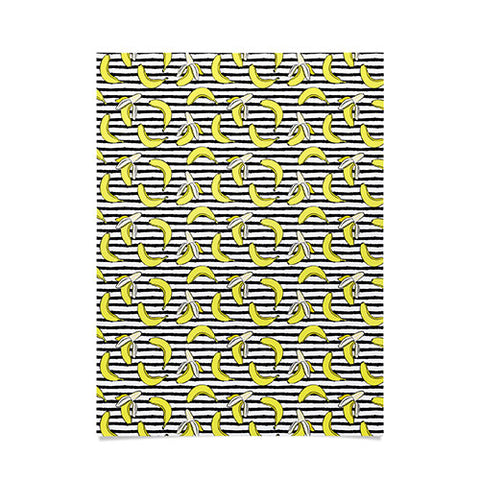Little Arrow Design Co Bananas on Stripes Poster