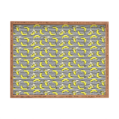 Little Arrow Design Co Bananas on Stripes Rectangular Tray