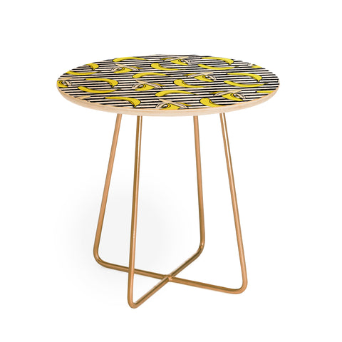 Little Arrow Design Co Bananas on Stripes Round Side Table