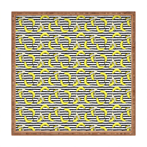 Little Arrow Design Co Bananas on Stripes Square Tray
