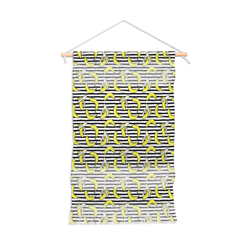 Little Arrow Design Co Bananas on Stripes Wall Hanging Portrait