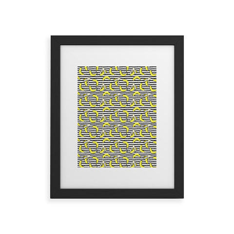 Little Arrow Design Co Bananas on Stripes Framed Art Print