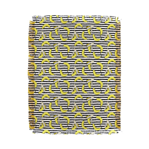 Little Arrow Design Co Bananas on Stripes Throw Blanket