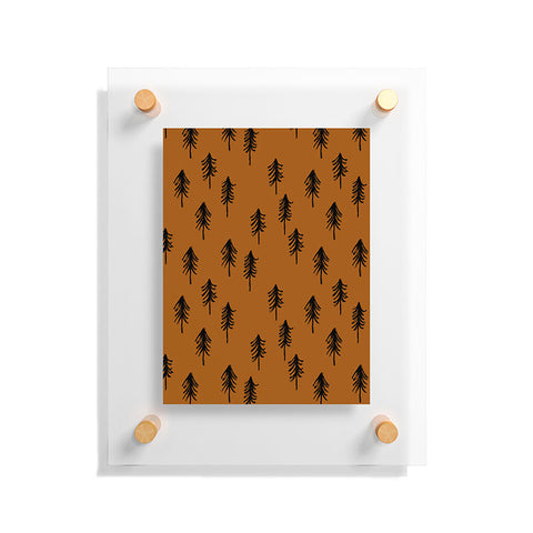 Little Arrow Design Co black trees on dark maple Floating Acrylic Print