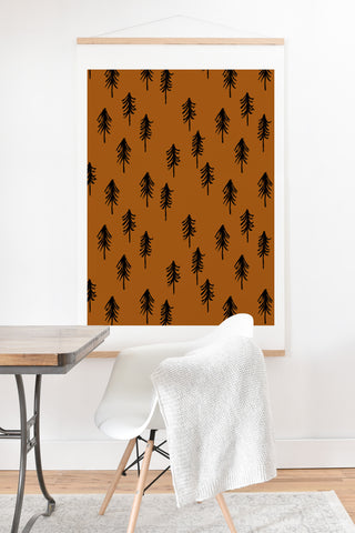 Little Arrow Design Co black trees on dark maple Art Print And Hanger