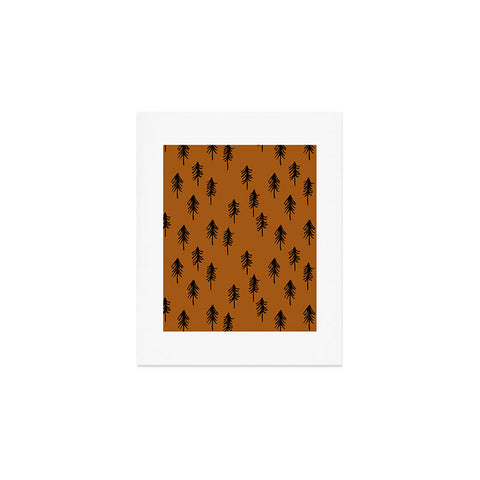 Little Arrow Design Co black trees on dark maple Art Print