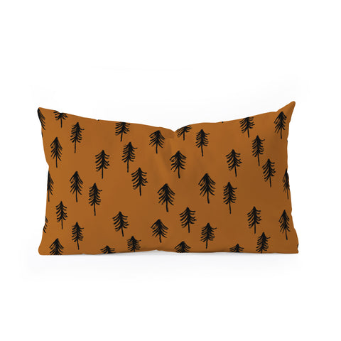 Little Arrow Design Co black trees on dark maple Oblong Throw Pillow
