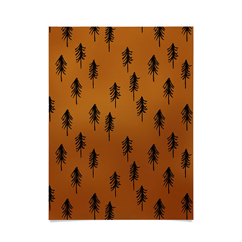 Little Arrow Design Co black trees on dark maple Poster
