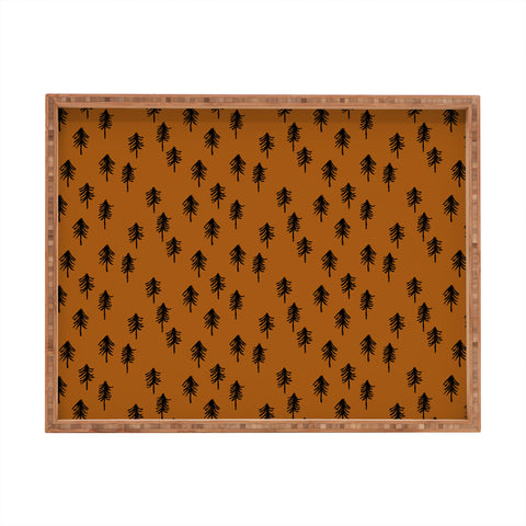 Little Arrow Design Co black trees on dark maple Rectangular Tray