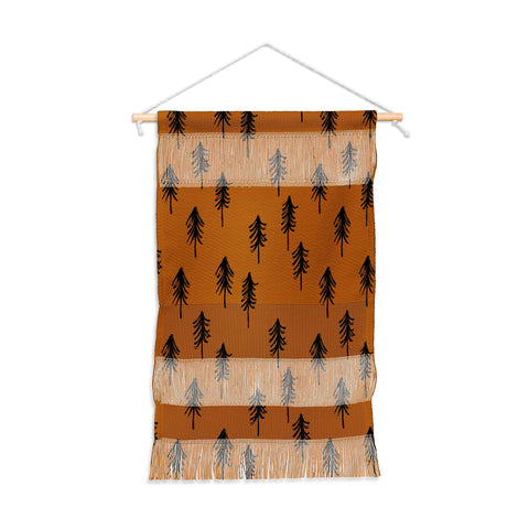 Little Arrow Design Co black trees on dark maple Wall Hanging Portrait