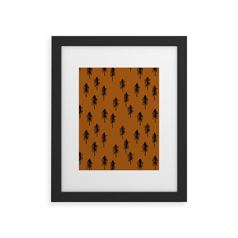 Little Arrow Design Co black trees on dark maple Framed Art Print