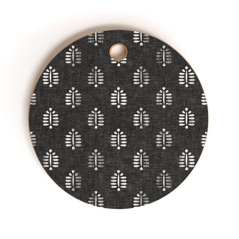 Little Arrow Design Co block print fern charcoal Cutting Board Round