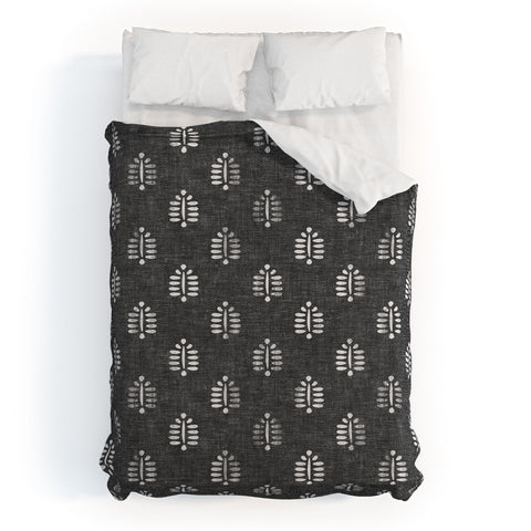 Little Arrow Design Co block print fern charcoal Duvet Cover
