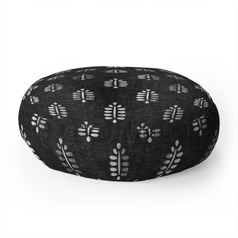 Little Arrow Design Co block print fern charcoal Floor Pillow Round