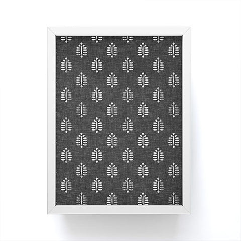 Little Arrow Design Co block print fern charcoal Framed Mini Art Print